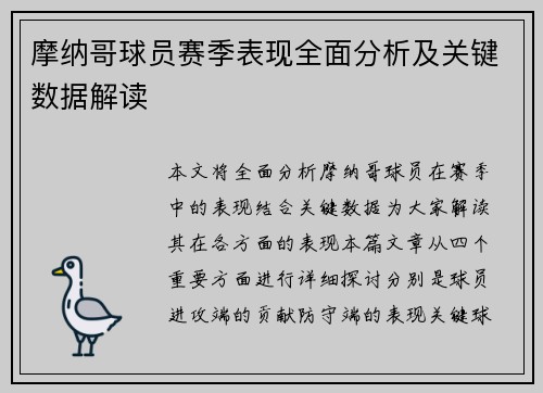 摩纳哥球员赛季表现全面分析及关键数据解读