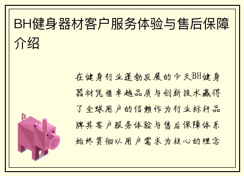 BH健身器材客户服务体验与售后保障介绍